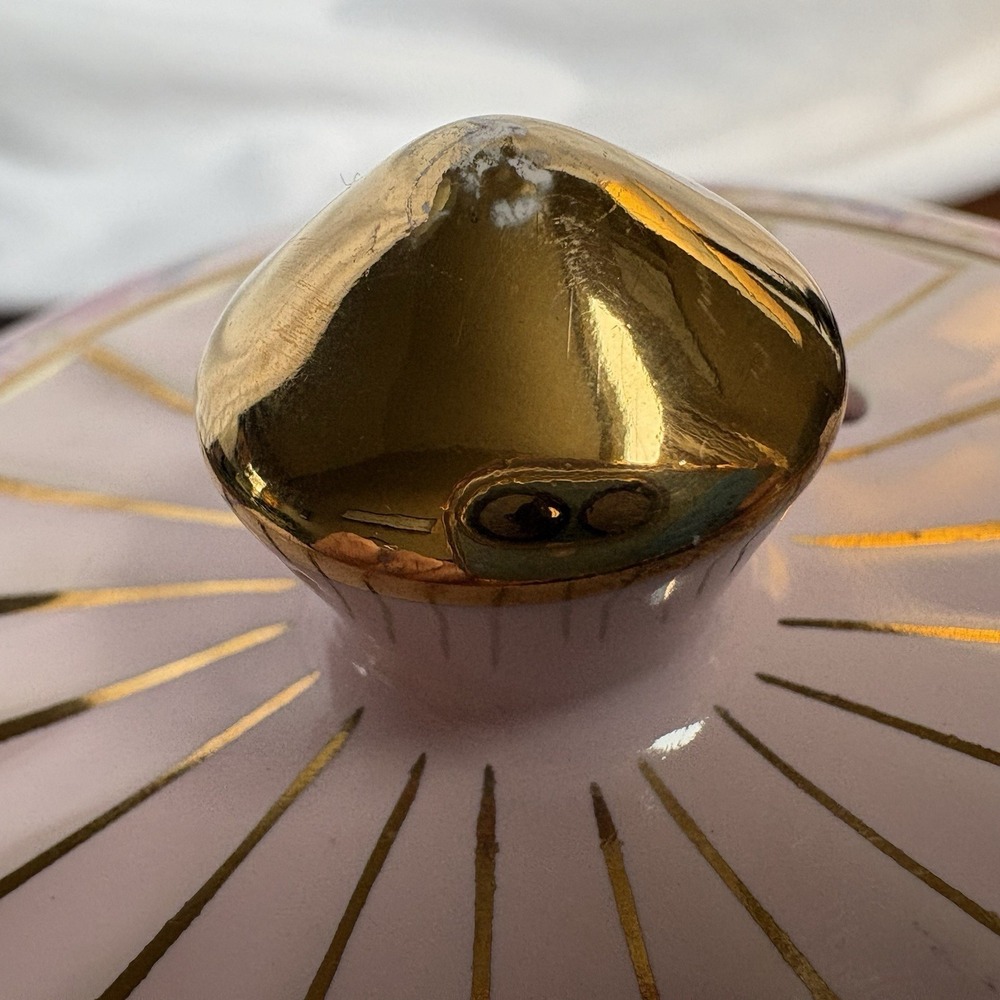 Vintage Sadler Pink Art Deco Teapot Starburst Floral Gold Gilt England 1940s - Picture 12 of 16